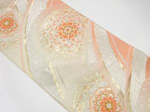 アンティーク　変わり青海波に華紋模様織出し袋帯（材料）